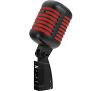 Microfono Dinamico Vintage Elvis RocknRoll per Vocale Canto Karaoke Nero Rosso
