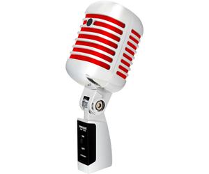 Microfono Dinamico Vintage Elvis RocknRoll per Voce Canto Karaoke Studio Rosso