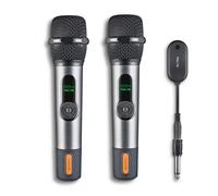 NGS Singer Star Duo - Confezione da 2 Microfoni Wireless Dinamici 2,4 GHz, Autonomia 30 ore, Controllo del Volume ed Eco, Indicatore di Batteria, Connessione Jack 3,5 mm e 6,3 mm, Ideale per Karaoke