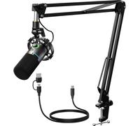 MICROFONO DINAMICO XLR/USB PER PODCAST CON BRACCIO E PULSANTE MUTE SOFTWARE