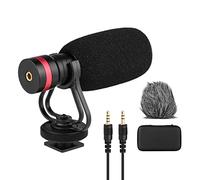Microfono direzionale cardioide HUIOP Microfono a condensatore direzionale cardioide con supporto antiurto Cavi di uscita audio TRS e TRRS da 3,5 mm Parabrezza in spugna Parabrezza in pccia per smartp