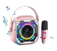 Microfono e set di altoparlanti, altoparlante portatile con microfono - Macchine per karaoke per bambini con microfono | Dispositivi di cantante portatili con manico e luci RGB, amplificatore musicale