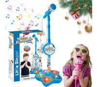 Microfono e supporto per bambini con supporto regolabile, giocattolo per microfono all-in-one, musica integrata, 5 luci colorate, effetto eco, microfono e supporto per bambini, per piccoli artisti