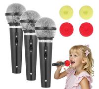 Microfono giocattolo, 3 microfoni finti, per bambini, per feste di compleanno, karaoke, simula il discorso, accessorio per costume