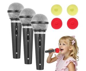 Microfono giocattolo, 3 microfoni finti, per bambini, per feste di compleanno, karaoke, simula il discorso, accessorio per costume