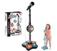 Microfono giocattolo con supporto, macchina per karaoke, con luce, per cantare e suonare musica