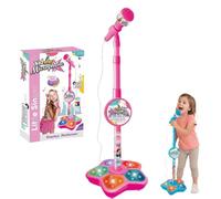 Microfono giocattolo con supporto, macchina per karaoke, con luce, per cantare e suonare musica