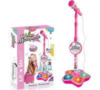 Microfono giocattolo tutto in uno per karaoke per bambini con supporto e luci colorate