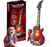 Microfono giocattolo tutto in uno, portatile, per bambini, con supporto, luci, chitarra