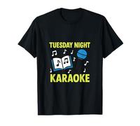Microfono Grafico con Note Musicali per Karaoke martedì Sera Maglietta