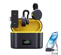 Microfono in lapel wireless - microfono ricaricabile con custodia di ricarica | Accessorio per la registrazione della riduzione del rumore per insegnanti, parlare in pubblico, streaming, lezi