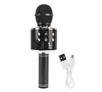 Microfono Karaoke Bluetooth Senza Fili, Microfono a Condensatore Bluetooth Lunga Durata della Batteria Riduzione del Rumore Maniglia in Lega di Alluminio per la Trasmissione di Concerti (Nero)