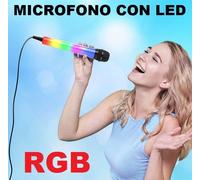 MICROFONO KARAOKE CON EFFETTO LED INTEGRATO DINAMICO CANTO DJ no wireless