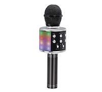 Microfono Karaoke Danza Luci LED Portatile Altoparlante Macchina Casa KTV Player Dispositivi compatibili per il canto Nero