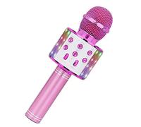 Microfono Karaoke Danza Luci LED Portatile Altoparlante Macchina Casa Lettore KTV Dispositivi compatibili per il Partito Canto Rosa