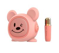 Microfono Karaoke Orsetto Canta con Altoparlante Bluetooth Faccia Sorridente, Design Tenero per Bambini