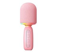 Microfono Karaoke Wireless Bluetooth con Luce RGB, Altoparlante Microfono Karaoke Palmare per Bambini Adulti, Supporto Voce Intelligente AI, Cambio Voce, Coro per 2 Persone (Rosa)