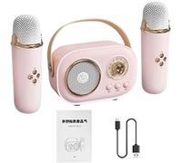 Microfono karaoke wireless con altoparlante, kit altoparlanti karaoke wireless | Karaoke con due microfoni | Microfono portatile per canto per adulti con cavo di ricarica per i viaggi