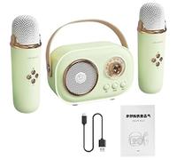 Microfono karaoke wireless con altoparlante, kit altoparlanti karaoke wireless | Karaoke con due microfoni,Microfoni da canto portatili con cavo di ricarica Home Entertainment