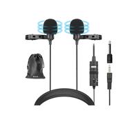 Microfono lavalier a doppia testa con jack da 1/8 di pollice per smartphone iPhone 8 e 7 e fotocamere reflex digitali Canon.