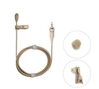 Microfono lavalier beige con risvolto per trasmettitore senza fili, spina a vite di bloccaggio da 3,5 mm