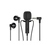 Microfono Lavalier In-Ear da 3,5 mm con Auricolare Microfono A Clip per Karaoke Trasmissione In Diretta Lezione Online Gioco Nero