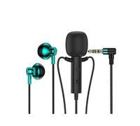 Microfono Lavalier In-Ear da 3,5 mm con Auricolare Microfono A Clip per Karaoke Trasmissione In Diretta Lezione Online Gioco Nero Verde