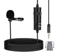 Microfono Lavalier Omnidirezionale, Mcoplus MCO-LVD600 Clip-on Microfono esterno 3,5 mm per Android IOS Telefono, DSLR, Fotocamera, Computer, Smart Phone (6M)