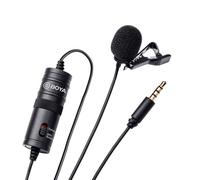 Microfono lavalier - RNCYN - BY-M1 - Cavo da 6 m - TRRS da 3,5 mm - Condensatore a elettrete - Clip-on - Nero - Per smartphone