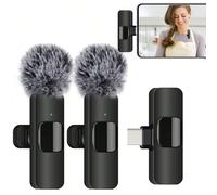 Microfono lavalier senza fili, compatibile con interfaccia e iPad di tipo C, plug and play, latenza ultra bassa a 2,4 GHz, chip di riduzione del rumore integrato, adatto per registrazione video, inter