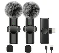 Microfono Lavalier senza fili Mini molletta On Microfono con Riduzione del Rumore TipoC Microfoni da Bavero Plug Play 2.4G Ultra Bassa Latenza Chip di Riduzione del Rumore Integrato Tempo di Lavoro Re