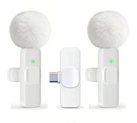 Microfono Lavalier senza fili per iPhone/Android - Microfono Omnidirezionale Plug-Play con molletta - Perfetto per Podcast, Vlogging, Interviste, Insegnamento & Registrazione Video Con 2 microfoni,Con