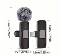 Microfono lavalier senza fili professionale con molletta - Design compatto USB-C per smartphone e laptop, microfono per registrazione | Microfono piccolo con molletta | Paravento in schiuma beige, USB