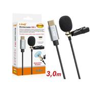 MICROFONO LAVALIER USB-C SUONO OMNIDIREZIONALE A 360° CON CAVO 3 METRI TPC3540M