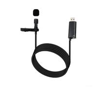 Microfono lavalier USB, microfono trasparente con clip per podcast, streaming e registrazione, USB-A con jack headph da 3,5 mm per PC e computer (1,5 m)