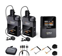 Microfono Lavalier wireless, Comica BoomX-D2 2.4G Micdigitale mini bavero wireless con 2 trasmettitori e 1 ricevitore per fotocamere Canon Nikon Sony Fuji DSLR, iPad, smartphone ecc(Interfaccia 3.5mm)