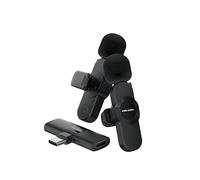 Microfono Lavalier wireless compatibile con iPhone/iPad e dispositivi di tipo C. 4 varianti disponibili con 2 varianti con variante Lightning e variante Tipo C (Plug and Play) (Tipo C - 2 Mic)