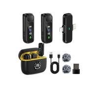 Microfono lavalier wireless - FOSMET - 3 in 1 - Plug & Play - Cancellazione del rumore - Durata della batteria: 48 ore
