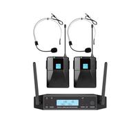 Microfono Lavalier Wireless GD1.4 UHF Cuffia Professionale Con Clip Da Cintura Frequenza Regolabile 50M For Spettacoli Di Feste Riproduzione Chiara Del Suono(2Headset-)