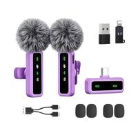 Microfono lavalier wireless per iPhone, Android, iPad, microfono Lavalier per registrazione video, riduzione del rumore, microfono da bavero per registrazione, microfono professionale con clip per