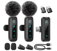 Microfono Lavalier Wireless per iPhone, iPad, Telefoni Android, Microfono Wireless con Riduzione del Rumore, Accoppiamento Automatico, Mute e Riverbero per Vlogging e Registrazione Video