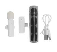 Microfono lavalier wireless professionale 2,4 g a basso ritardo ridotto microfono con riduzione del rumore con durata della batteria 13 ore per la registrazione di registrazione (Bianco)