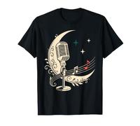 Microfono Musica con Luna per Cantanti E Musicisti Maglietta