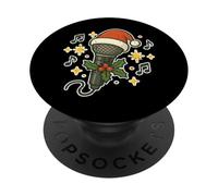 Microfono natalizio con cappello da Babbo Natale PopSockets PopGrip Adesivo