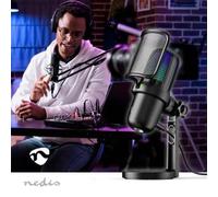 MICROFONO NEDIS GSMIC210BK CON SUPPORTO DA TAVOLO PER STREAMING USB ILLUMINATO RGB CON FILTRO ANTI-POP