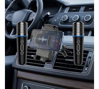 Microfono per auto con supporto per telefono, microfono wireless 2 in 1 per karaoke per bocchetta dell'aria, microfono con cambio vocale per cantare (doppio microfono)