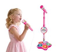 Microfono per bambini, asta per microfono con asta karaoke per bambini con supporto, microfono da pavimento, microfono per a partire da 3, 4, 5, 6, 7 anni, per ragazze e ragazzi (Rosa)