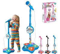 Microfono per bambini con supporto, 3 stili, giocattolo per karaoke, con supporto regolabile e luci a LED, microfoni per bambini, regalo di Natale e compleanno