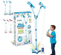 Microfono per bambini con supporto, nuovo microfono giocattolo 2026 per feste di compleanno, macchina karaoke portatile per cantare, gioco musicale per bambini con musica e luce, regolabile in altezza