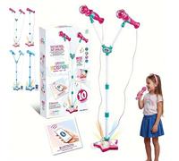 Microfono per bambini con supporto, nuovo microfono giocattolo 2026 per feste di compleanno, macchina karaoke portatile per cantare, gioco musicale per bambini con musica e luce, regolabile in altezza